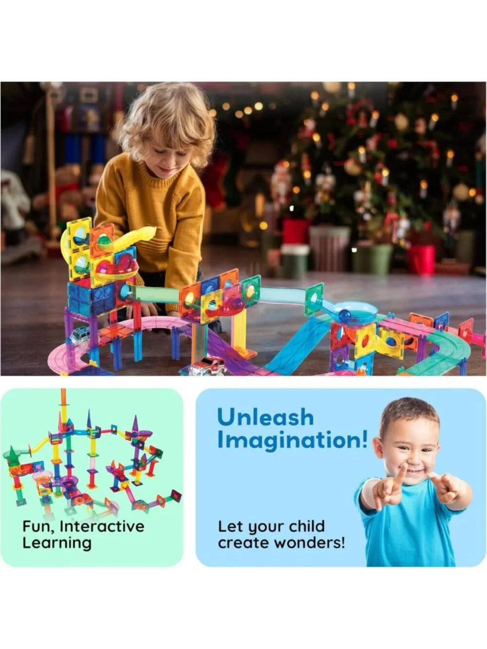 108-Piece Marble Run Race Track Set with LED Cars - STEM Toy for Ages 3
